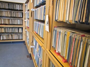 Recordkeeping room with many paper files