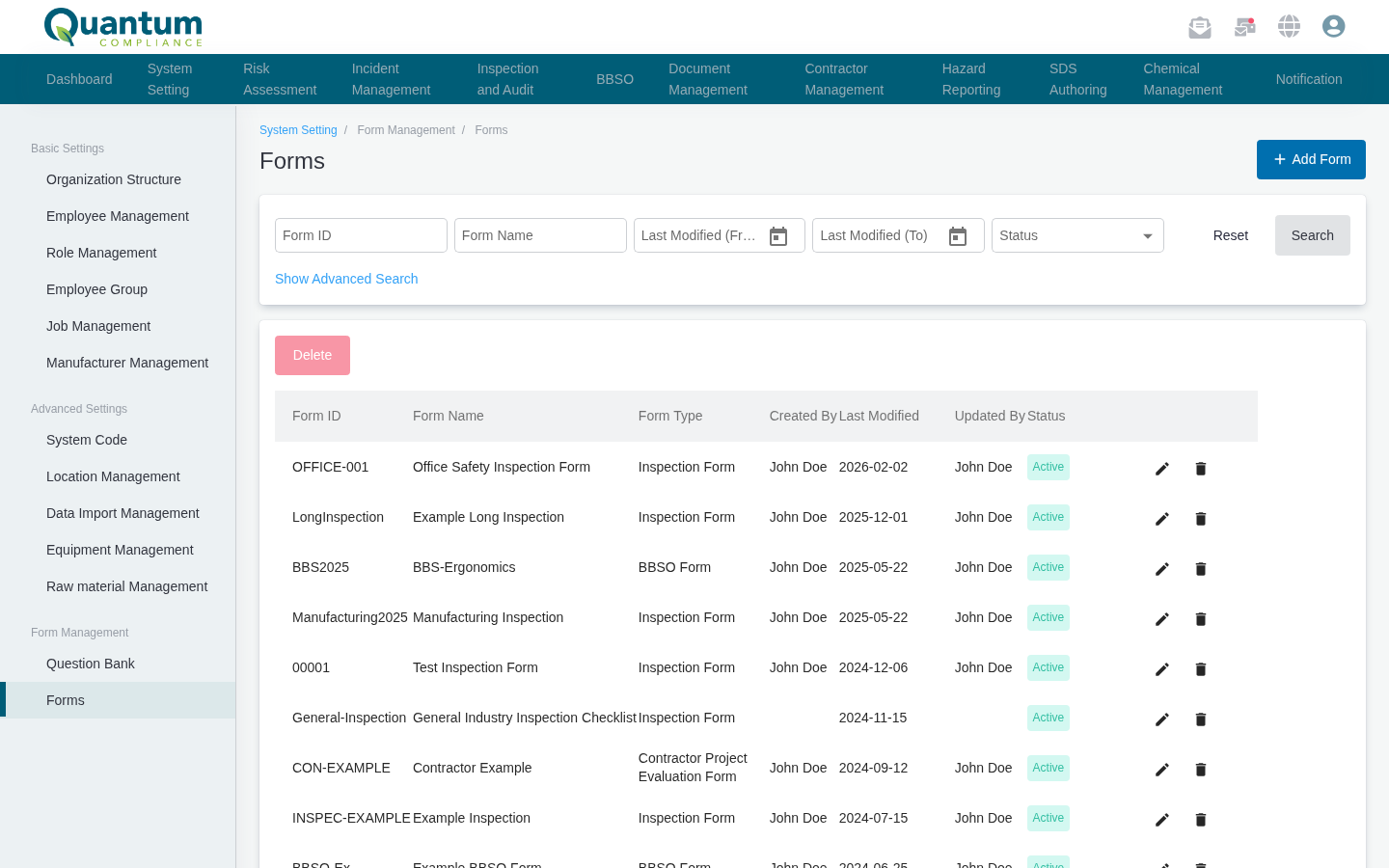 Configuring a custom inspection form template in Quantum